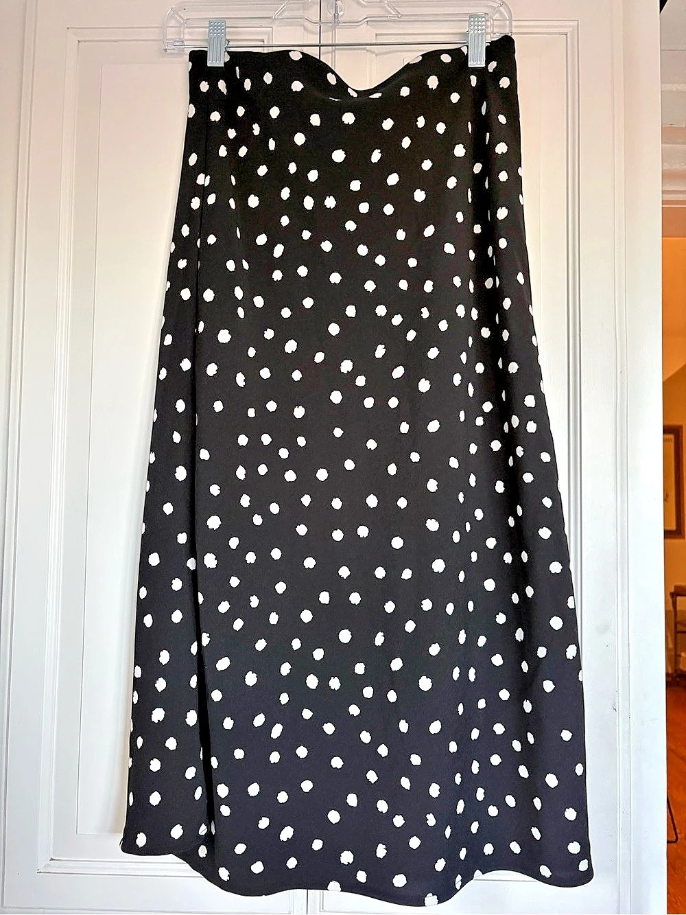 Rachel Zoe Polka Dot A-Line Midi Skirt Black & White Size 4